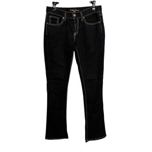 Ralph Lauren 380 Jeans Womens 28 Black Denim Boot Cut Contrast Stitch Made USA